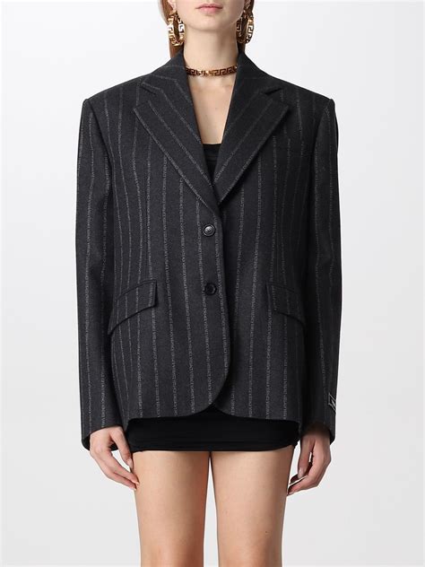 gianni versace gray pinstripe womens blazer|Versace blue label jacket.